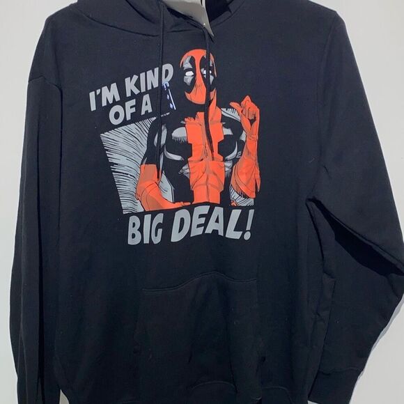 Marvel Men's Black Deadpool I'm Kind Of A Big Deal Graphic Hoodie Size XL NWT - Picture 1 of 9